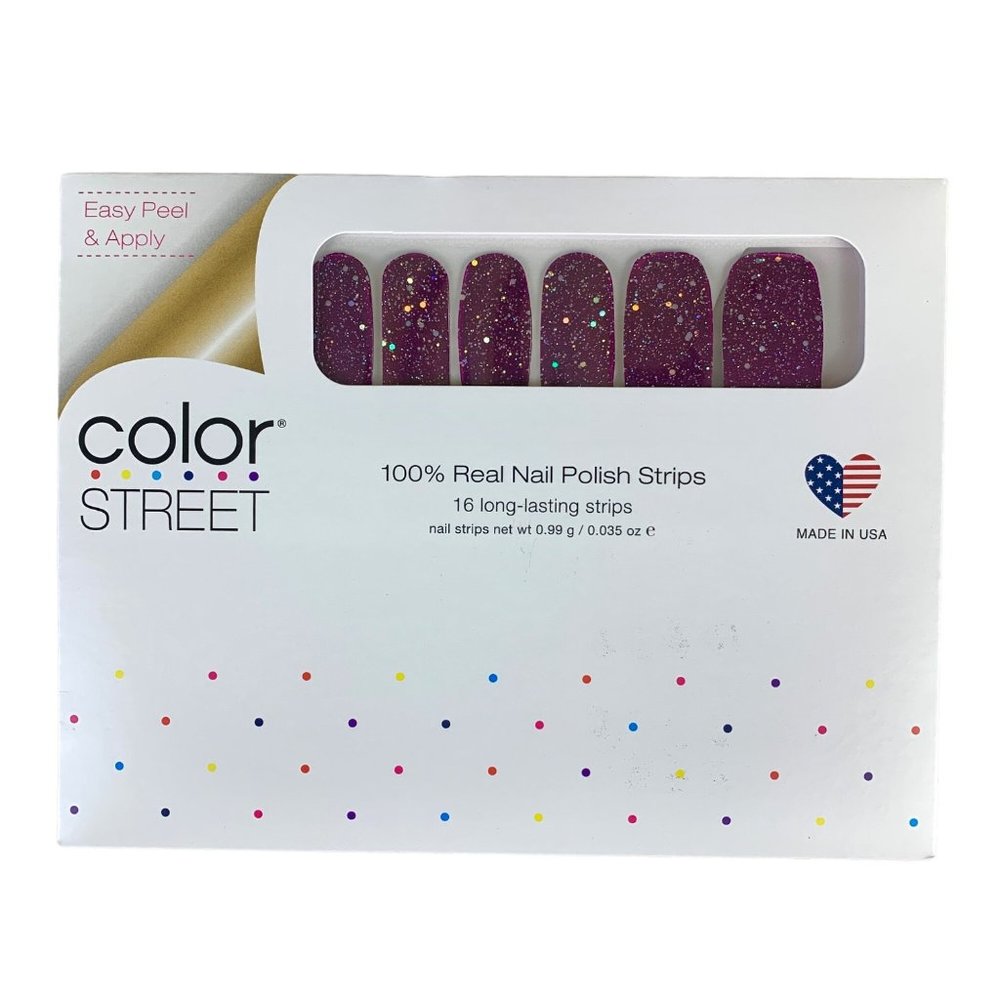 Color Street NIB Bordeaux Glitz Purple Sparkle Manicure Nail Polish Strips